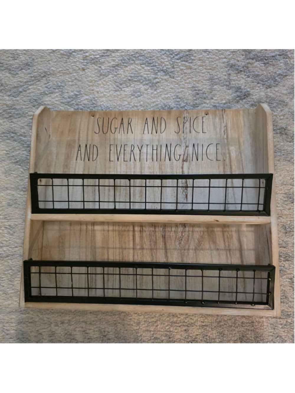 Kitchen Spice Organizer Wood and Metal Wall Shelf